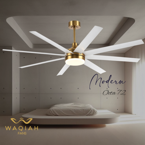 WAQIAH 8 Blade Undelight BLDC 72 inch Luxury Ceiling Fan Modern Octa White
