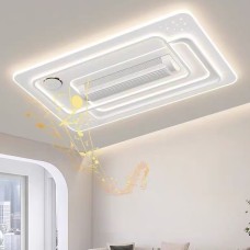 WAQIAH Cloud Luxury Bladeless Ceiling Fan With Light  Rectangular D-12