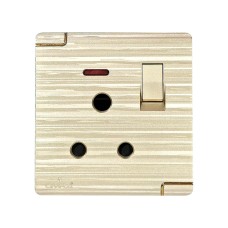 13A LIGHT 3PIN SOCKET GANG ALFAROSE OM9 GOLDEN