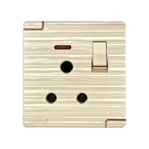 13A LIGHT 3PIN SOCKET GANG ALFAROSE OM9 GOLDEN