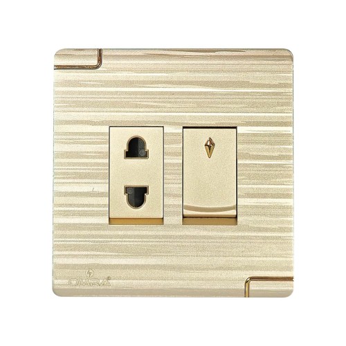 1 GANG 2 PIN SOCKET ALFAROSE OM9 SERIES GOLDEN