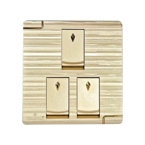 3 GANG SWITCH ALFAROSE OM9 SERIES GOLDEN