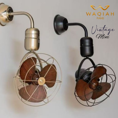 WAQIAH "Vintage Mini" Modern Small Room 12 Inch 360 Revolving Bracket Ceiling And Wall Mounted Fan With Remote Control.