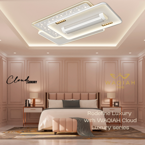 WAQIAH Cloud Luxury Bladeless Ceiling Fan With Light  Rectangular 1320