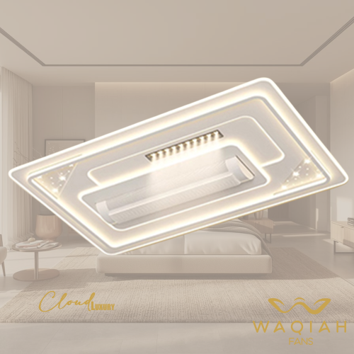 WAQIAH Cloud Luxury Bladeless Ceiling Fan With Light  Rectangular 1290