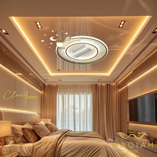 WAQIAH Cloud Luxury Bladeless Ceiling Fan With Light  Round 88003
