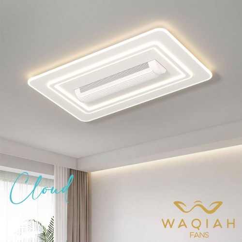 WAQIAH Cloud Bladeless Ceiling Fan With Light  Rectangular 