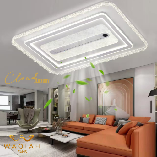WAQIAH Cloud Luxury Bladeless Ceiling Fan With Light Rectangular 9020