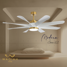 WAQIAH 8 Blade Undelight 62 inch Luxury Ceiling Fan Modern Octa White
