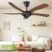 WAQIAH 5 Blade 52 inch Luxury Ceiling Fan Vintage Black Walnut 
