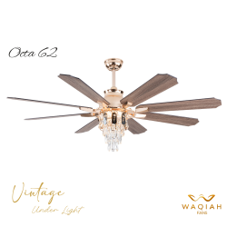 Waqiah 8 Blade 62 inch Vintage Octa BLDC Ceiling Fan With Chandelier