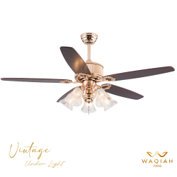 Waqiah 52 Inch Vintage Glass Flower Under Light BLDC Ceiling Fan