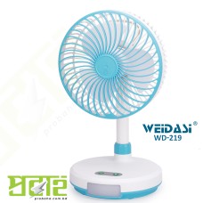 Weidasi Rechargeable Mini Fan With Side Light 3-Speed Switch USB Port 