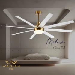 WAQIAH 8 Blade Undelight BLDC 72 inch Luxury Ceiling Fan Modern Octa White