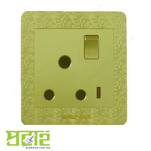 Wener Gold 3 pin AC Multi Switch Socket