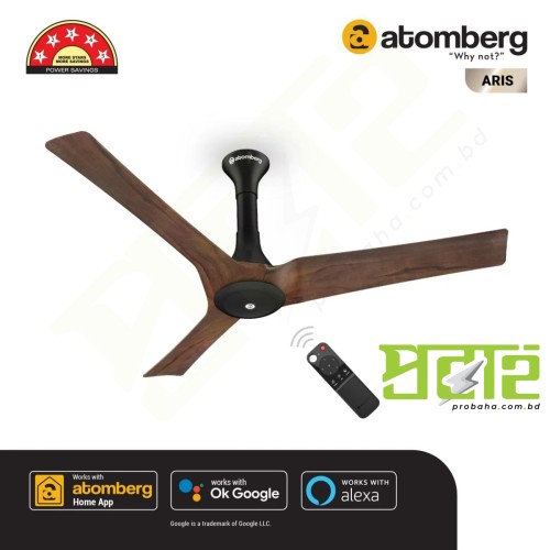  Atomberg Aris  48" Silent Energy Efficient BLDC Motor With Smart IoT and IR Remote Ceiling Fan Dark Teakwood