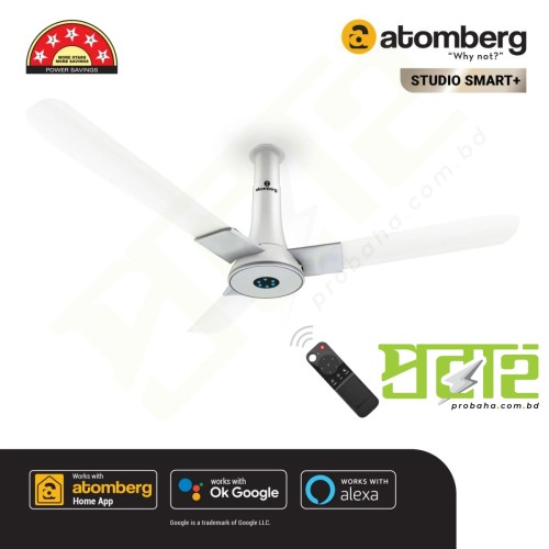  Atomberg Studio Smart+ 48" 28 Watt BLDC motor Energy Saving Anti-Dust Speed Indicator Light Ceiling Fan with Remote Control Marble White