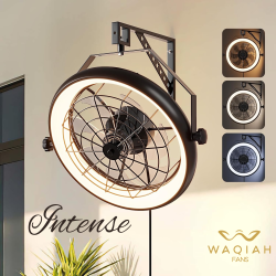 23" Wall Mount WAQIAH "Intense" Fan with Remote Control, Quiet 6 Speed Wall Mounted Fan with Light and Timer, 3 Color Dimmable, 360° Adjustable Tilt Plug in Wall Fan for Outdoor, Restaurant, Factory,Rooftop and Indoor