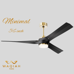 WAQIAH 56" 3-Blade Minimal Ceiling Fan Black